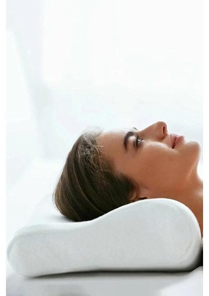 Ortopedik Visko Yastık Boyun Fıtığı Boyun Düzleşmesi Boyun Ağrısı Destekli Lüks Yastık,, Beyaz,