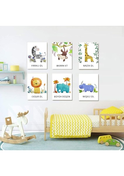 Karınca Çocuk Odası Dekorasyonu Ahşap Duvar Tablosu Ilham Veren Hayvanlar Çocuklar Için Ahşap Tablo 6 Adet Çocuk Odası Ahşap Tablo