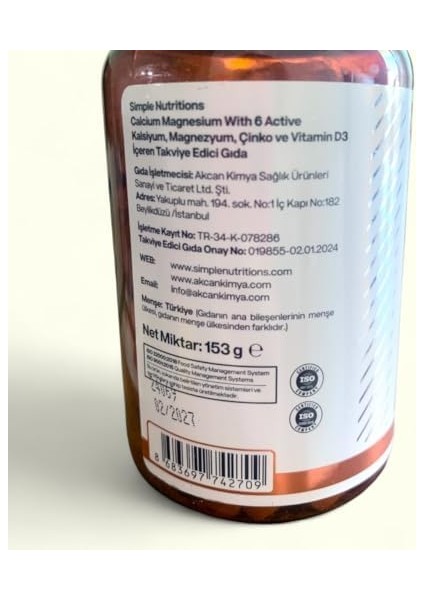 Simple Nutritions Kalsiyum Magnezyum Çinko Kompleksi | D3 K Vitamini, Selenyum, Bakır, Bor ile 8'i 1 Arada Formül | Kemik, Kas, Bağışıklık ve Enerji Desteği | 90 Tablet modelleri