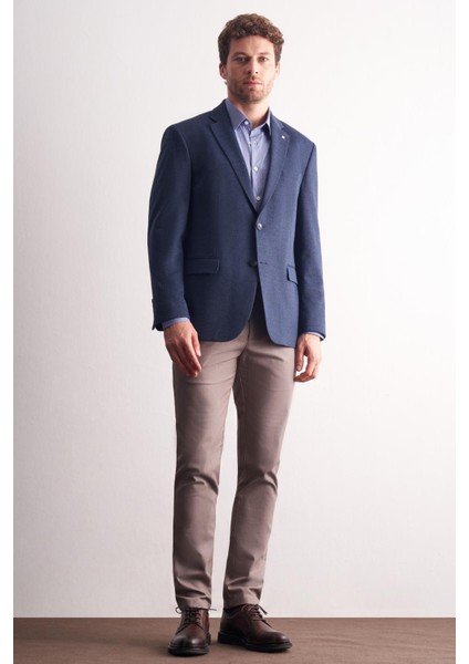 Lacivert Mono Yaka Kendinden Desenli Pamuklu 4 Drop Comfort Fit Classic Ceket 1002255158 fiyatları