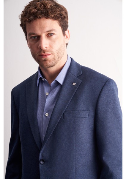 Lacivert Mono Yaka Kendinden Desenli Pamuklu 4 Drop Comfort Fit Classic Ceket 1002255158 fırsatları