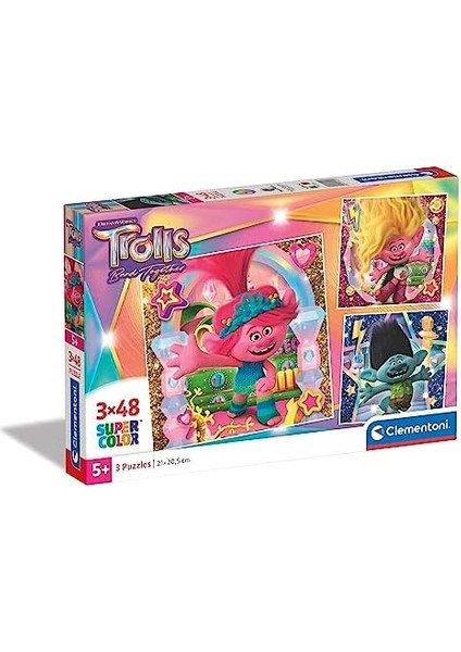 25292 Trolls 3 Supercolor 3-3X48 Parça Dahil, Yapboz Çocuklar 5 Yaş, Yapboz Karikatür fiyatları