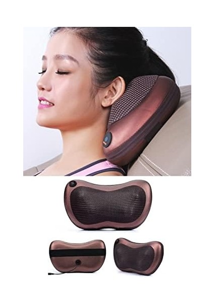 Mobee Car Home Boyun Sırt Bel Ayak Yoğurmalı Ovmalı Masaj Yastığı Aleti - Kahverengi