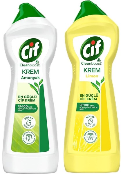 Cif Krem Amonyak Limon 2'li Sünger Copack 1500 ml