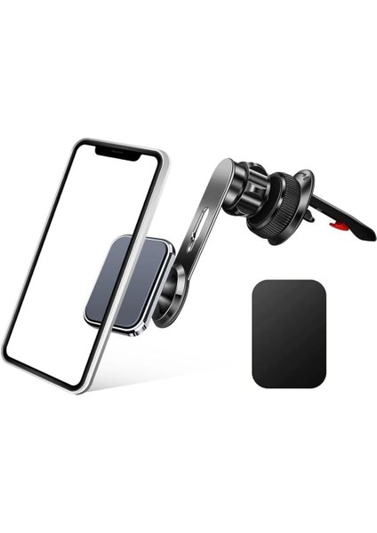 NR93 Araç Içi Havalandırma Telefon Tutucu Metal Kasa Mıknatıslı Kancalı Mekanizma