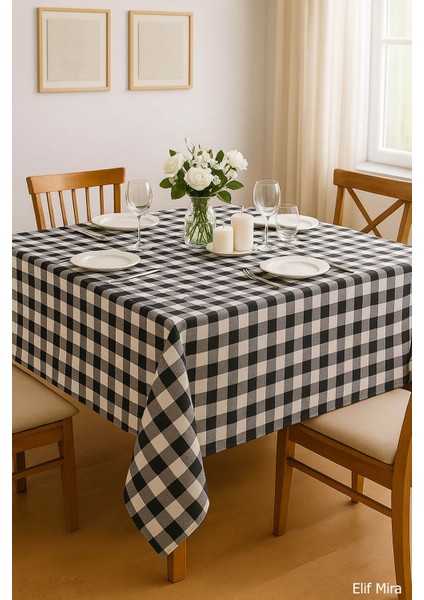 Kareli Masa Örtüsü Sofra Bezi 160X220 cm Rustik