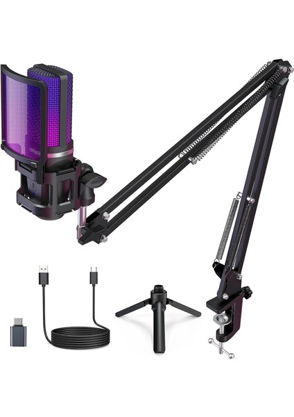 Podcast Rgb Mikrofon Kiti Twitch Youtuber ve Canlı Yayın Için Özel Mikrofon A68S (A68S)