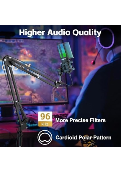 Podcast Rgb Mikrofon Kiti Twitch Youtuber ve Canlı Yayın Için Özel Mikrofon A68S (A68S) modelleri