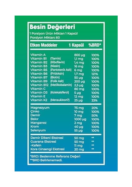 Vitanil's Nutrition Erkek Multivitamin Mineral Kompleks (60) modelleri