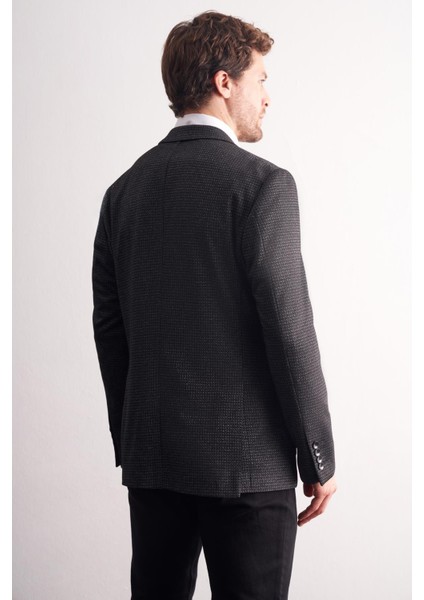 Siyah Mono Yaka Kendinden Desenli Esnek 6 Drop Comfort Fit Classic Ceket 1002255154 indirimleri