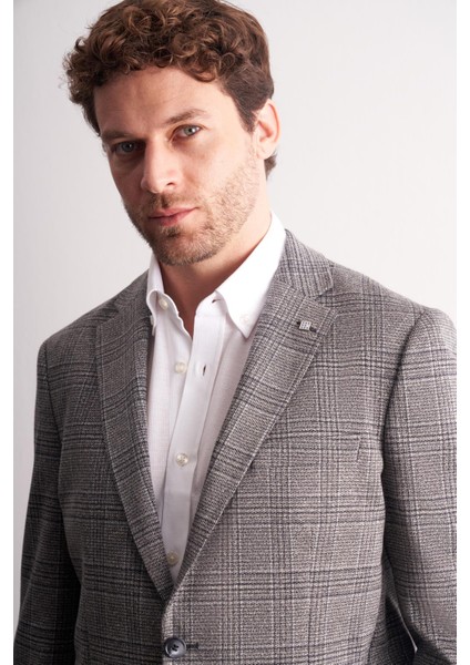 Siyah Mono Yaka Ekose Desen Pamuklu 6 Drop Comfort Fit Classic Ceket 1002255152 fırsatları