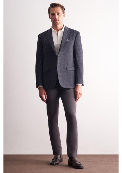 Lacivert Mono Yaka Kareli Desen Esnek 4 Drop Comfort Fit Classic Ceket 1002255156 fiyatları