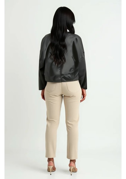 Kadın Kemer Detaylı Deri Ceket 1056 - Siyah modelleri