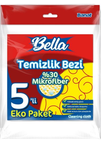 Mikrofiberli Temizlik Bezi 5'li Eko Paket