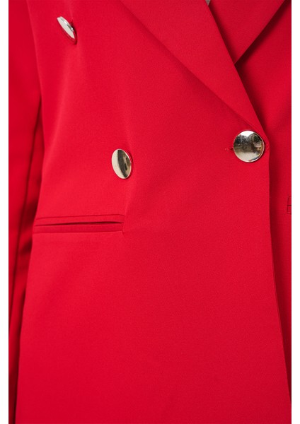 Kadın Kruvaze Yaka Blazer Ceket 0722 - Kırmızı indirimleri