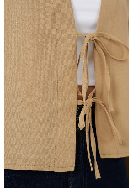 Önü Bağlamalı Keten Kimono 960 - Bisküvi fiyatları