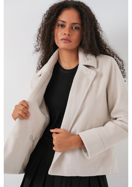 Kadın Kaşe Ceket 0725 - Ekru fırsatları