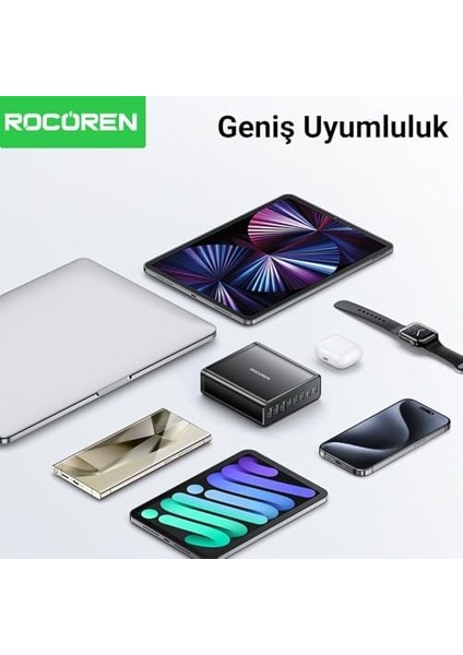 185W 8 Portlu Gan Şarj Cihazı 5*type-C 3*usb-A Notebook Uyumlu Şarj Istasyonu fiyatları