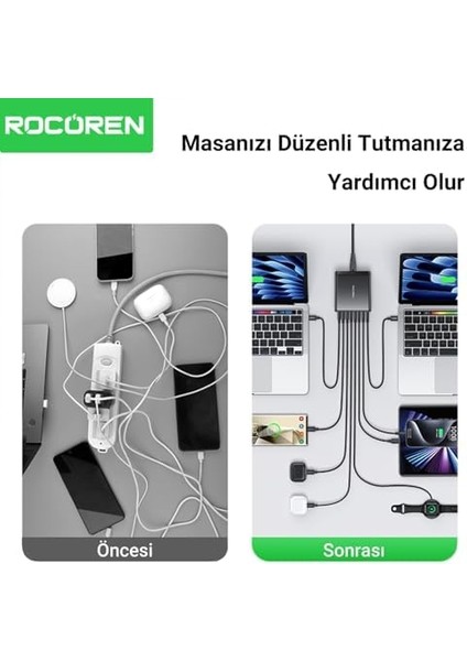185W 8 Portlu Gan Şarj Cihazı 5*type-C 3*usb-A Notebook Uyumlu Şarj Istasyonu modelleri