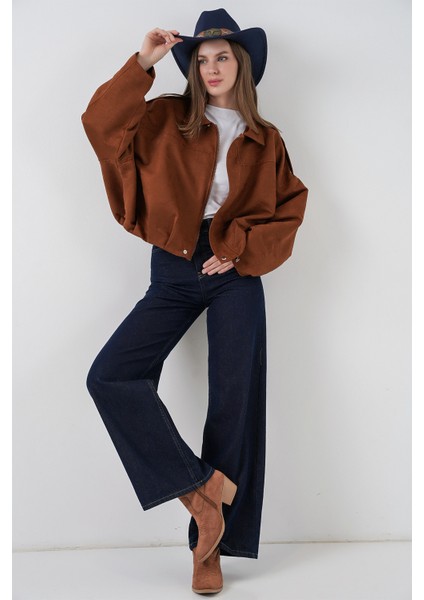 Kadın Oversize Süet Ceket 1055 - Y.kiremit fiyatları