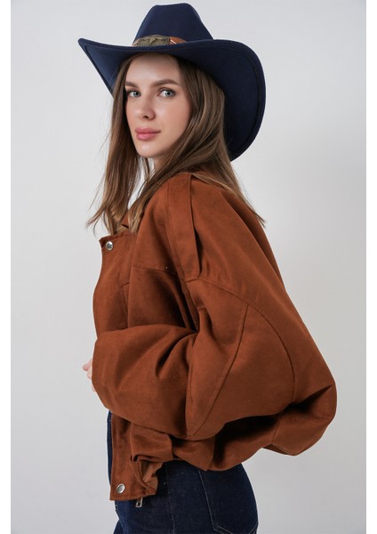 Kadın Oversize Süet Ceket 1055 - Y.kiremit fırsatları