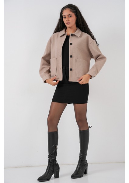 0713 Kadın Kaşe Ceket - Bej fiyatları