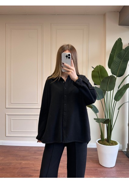 Triko Gömlek Pantolon Takım - Siyah