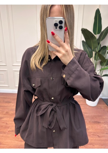 Kemerli Modal Takım - Kahve