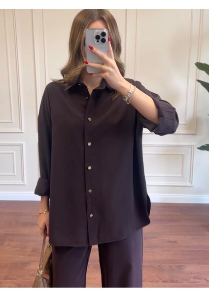 Gömlek Pantolon Modal Takım - Kahve fiyatları