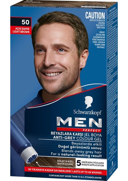 Schwarzkopf Men Perfect Saç Boyası 50 - Açık Kahve, 80 ml