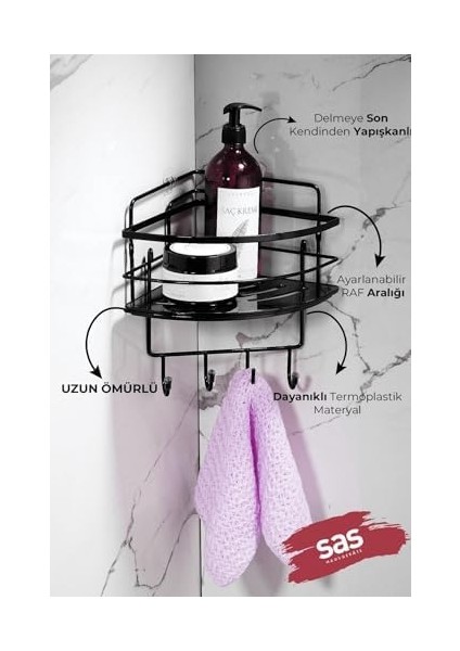 Haus Yapışkanlı Ömür Boyu Paslanmaz Ayarlanabilir Raf Düzenleyici Şampuanlık Lk-01 Sssk fiyatları