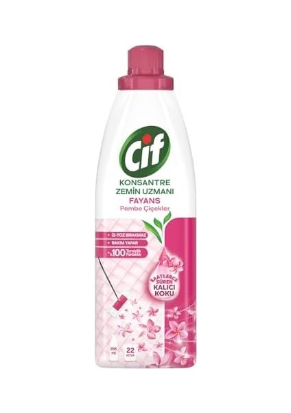 Cif Pembe Çiçekler Konsantre Zemin Uzmanı Fayans Temizleyicisi 22 Kova 895 ml fiyatları