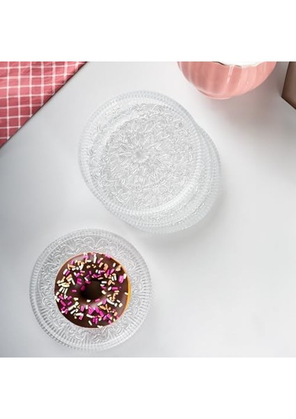 Rüya Desenli Dik Tabak - 6 Lı Cam Sunumluk Pasta Kurabiye Kek Ikram Servis Tabağı-12 cm modelleri