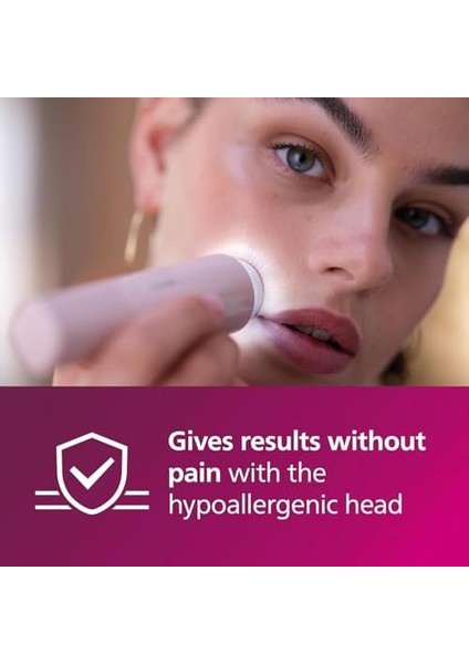 Philips Yüz Epilasyon Cihazı, Hipoalerjenik Başlık, Tam Dairesel LED Işık, Dahili Ayna, Kendiliğinden Bilenebilir Bıçaklar, Kompakt ve Taşınabilir Tasarım, BRR454/00 modelleri