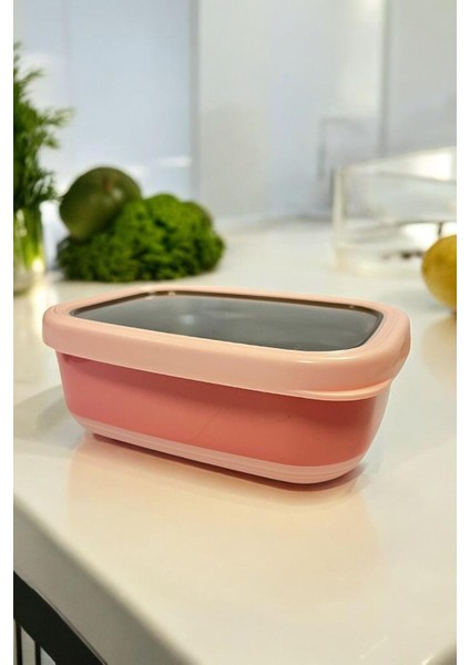 Ahmet Dikdörtgen Saklama Kabı 820 ml Pembe VP-929, Pembe
