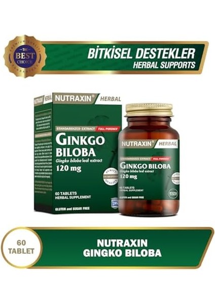 Nutraxin Herbal Ginkgo Biloba+ 120 Mg 60 Tablet Takviye Edici Gıda modelleri