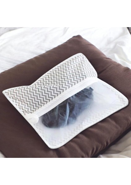 Adet Ayakkabı Saklama Hurcu Zigzag Desenli, 2'li Set, Pencereli, Askılı Dolap Düzenleyici, Gri