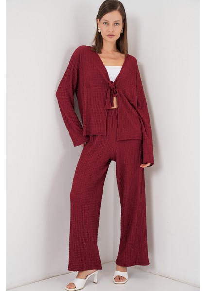 Kadın Örme Bluz Pantolon Ikili Takım 30052 - Bordo modelleri