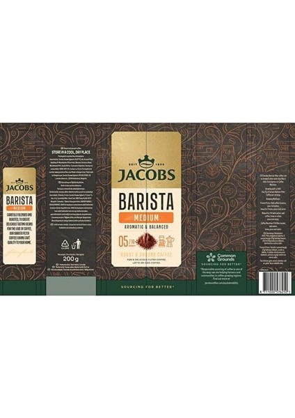 Jacobs Barista Orta Öğütülmüş Filtre Kahve, 200 Gram fiyatları