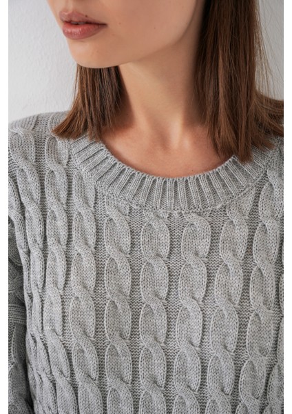 Kadın Örgülü Uzun Tiko Elbise 15944 - Gri indirimleri