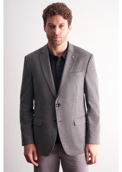 Siyah Mono Yaka Kendinden Desenli Pamuklu 4 Drop Comfort Fit Classic Ceket 1002255158 modelleri