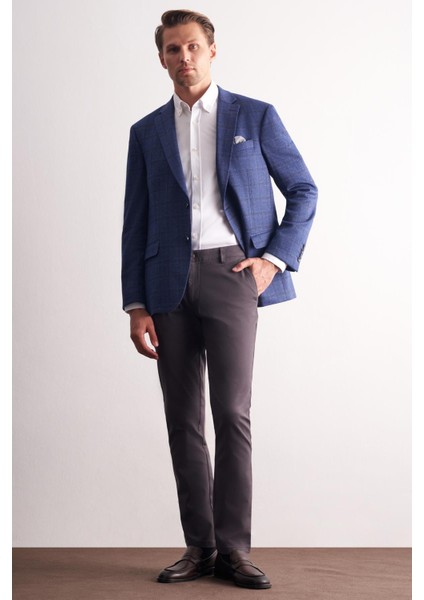 Koyu Lacivert Mono Yaka Kareli Desen Esnek 4 Drop Comfort Fit Classic Ceket 1002255156 fiyatları