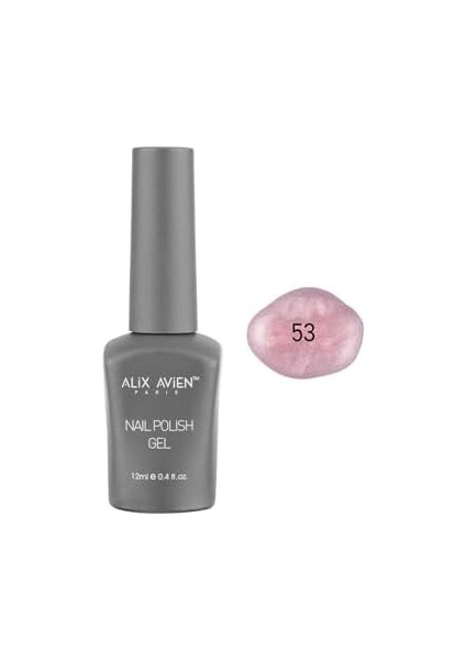 Alıx Avıen Işıltılı Açık Pembe Kalıcı Oje 53-Yoğun Renk Veren Jel Oje 12 Ml-Nail Uv Gel Polish 53