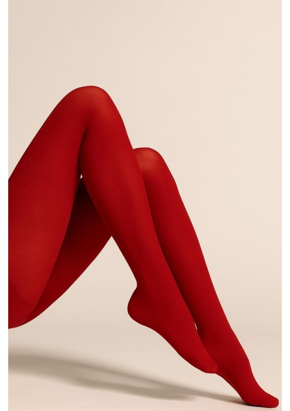 Micro 40 Orta Kalın Mat Kırmızı Külotlu Çorap - Tarzınla Fark Yarat modelleri