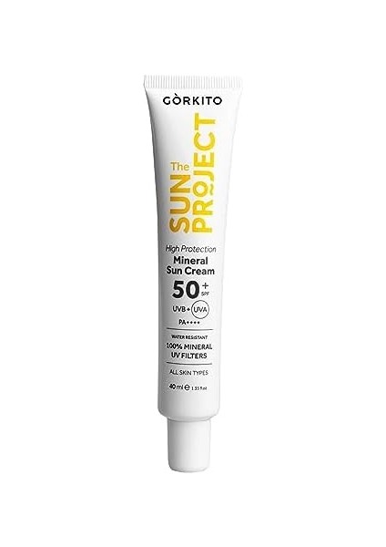 Görkito The Sun Project Yüksek Korumalı AYDINLATICI%100 Mineral Güneş Kremi High Protection Mineral Sun Cream 50+ Spf Pa++++ 40 ml