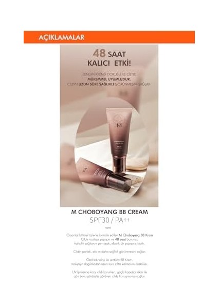 Mıssha Yoğun Kapatıcılık Sağlayan Bitkisel Içerikli Bb Krem M Choboyang Bb SPF30, Pa 50 Mililitre No.23 modelleri