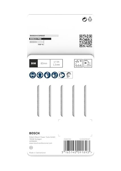 Accessories Professional 5 x Dekupaj Testere Bıçağı T 118 Eof For Metal (Çelik Sac, Aksesuar Dekupaj Testeresi Için), 1,5-4 mm modelleri