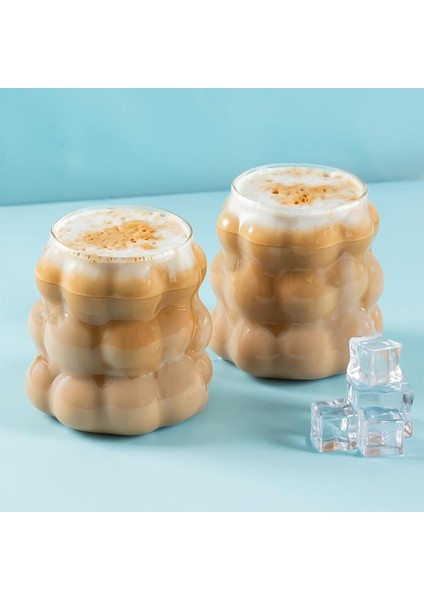 378 Dayanıklı Borosilikat Boncuk Şekilli Cam Kahve ve Sunum Bardağı Üzüm 2 Parça 350ML