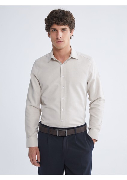 Yeni Sezon Slim Fit Uzun Kollu Armürlü Erkek Gömlek