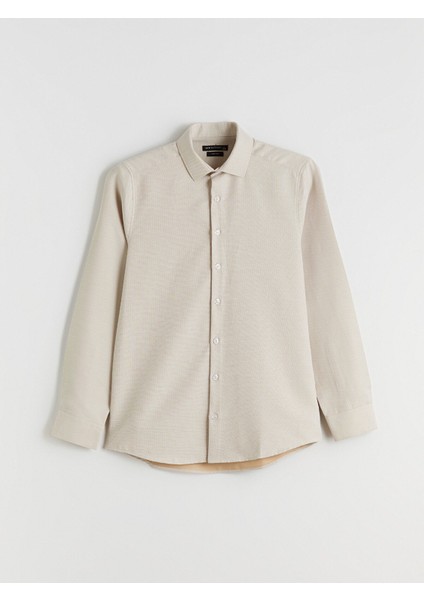 Yeni Sezon Slim Fit Uzun Kollu Armürlü Erkek Gömlek indirimleri